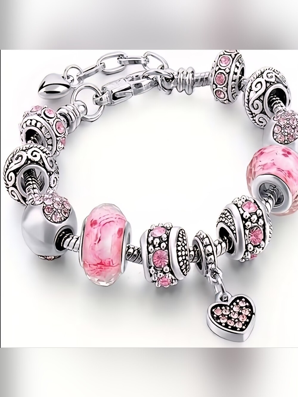 Charm Bracelet  With Pink Accents